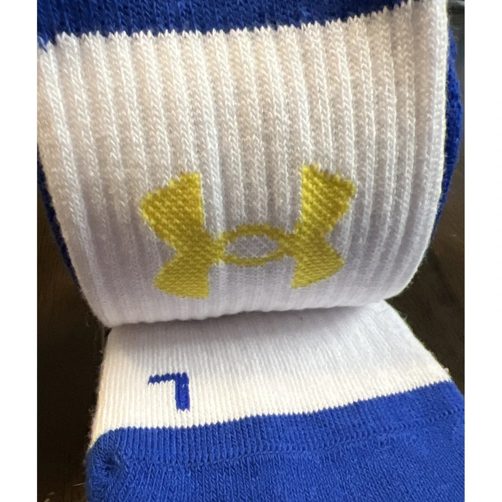 UNDER ARMOUR UA PHENOM Training Crew Socks 3 Pair Youth SZ 13.5K-4Y Royal Blue